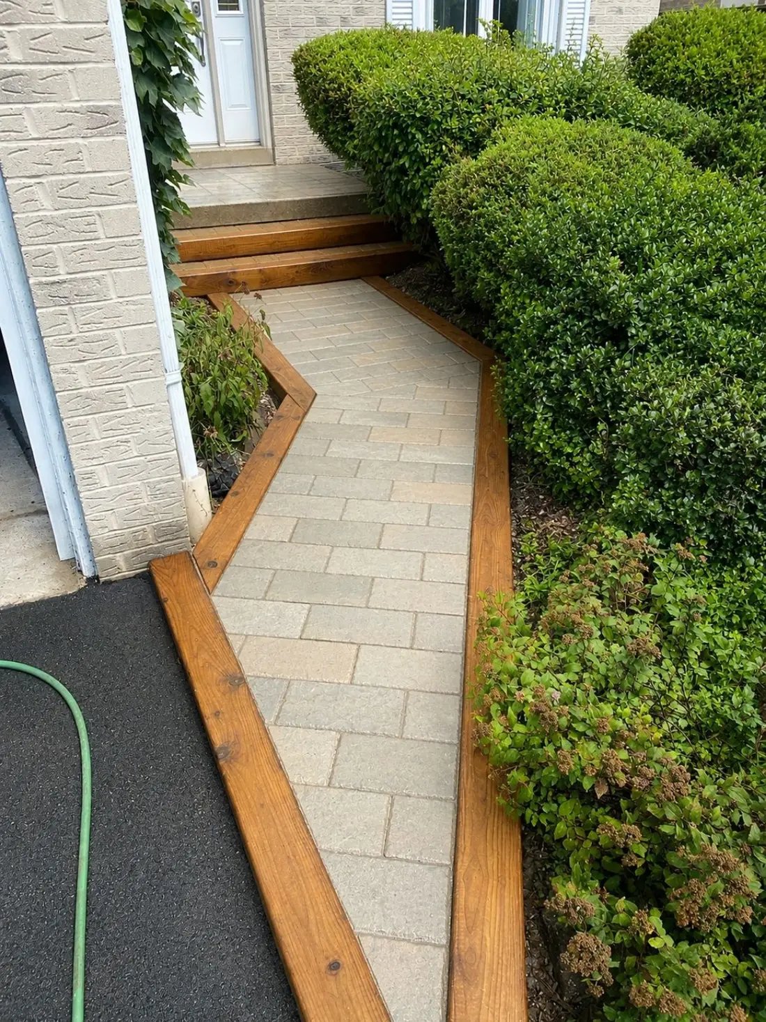 Light interlock path bordered with timber